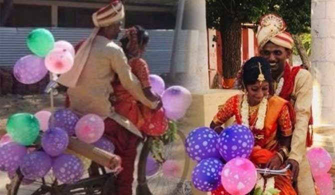 The two-wheel wedding vehicle in Jaffna