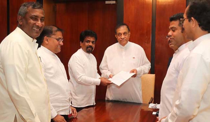 JVP hand over NCM against Govt. to Speaker