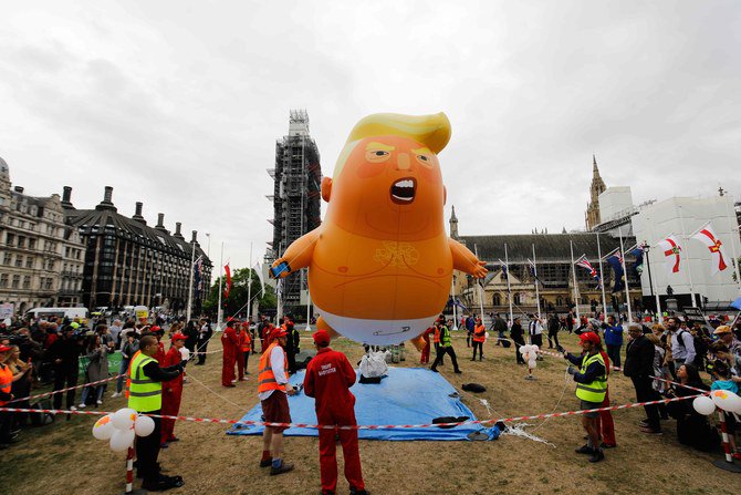 ‘Trump baby’ balloon flies outside British parliament as big protests expected