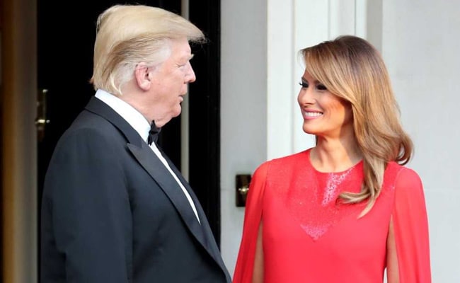 Melania Trump Stuns In Red Cape Gown For Dinner With Royals