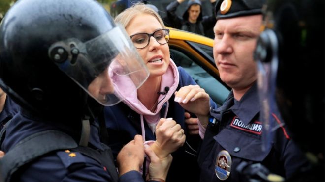 Russia protests: Scores arrested during unauthorised demonstration