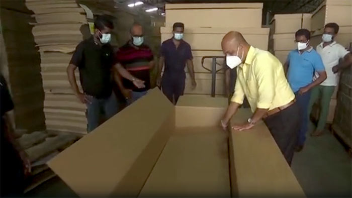 Cardboard coffins produced in SriLanka amid Covid 19 fears