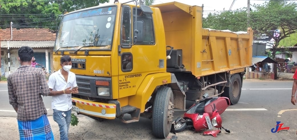 In J / Mirusuvil area , dipper heavy truck ran over a motor bike !