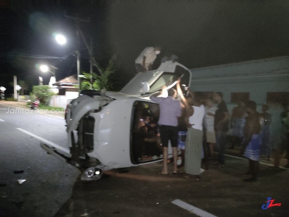 Car with doctors ran at break neck speed ! Blew away the wall of a house and overturned!!