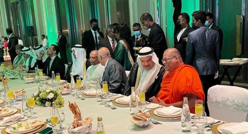 Famous anti-Islamic racist Gnansserar Thero in Saudi-Independence celebration in the embassy!