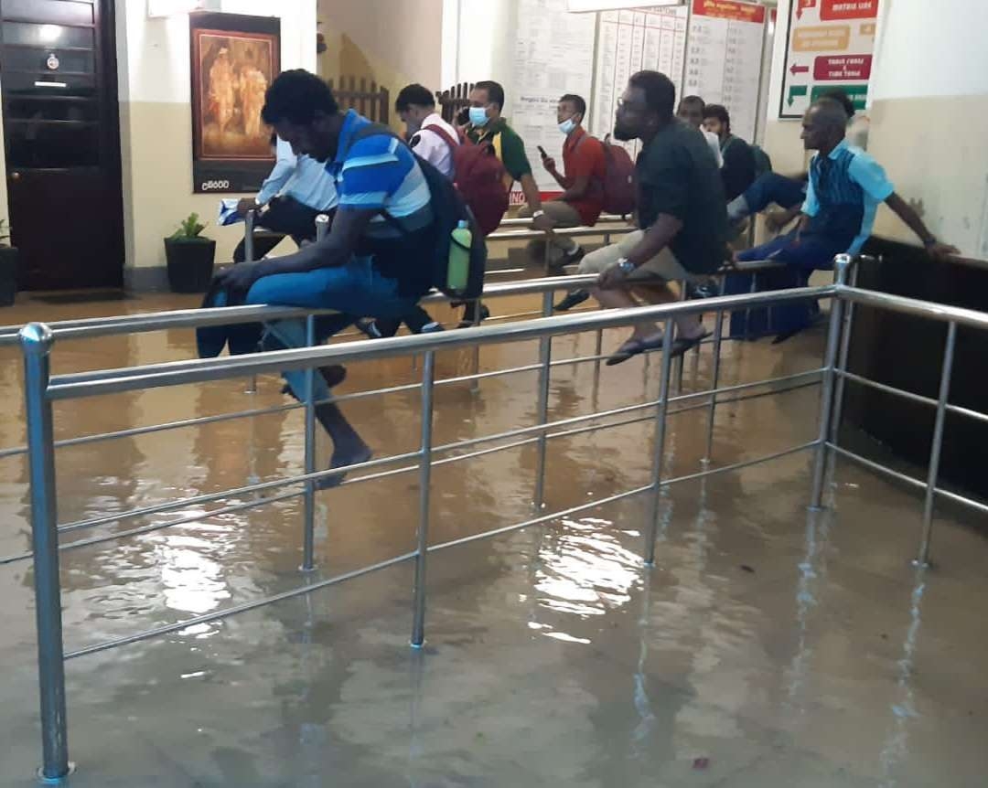 Kandy railway station under water