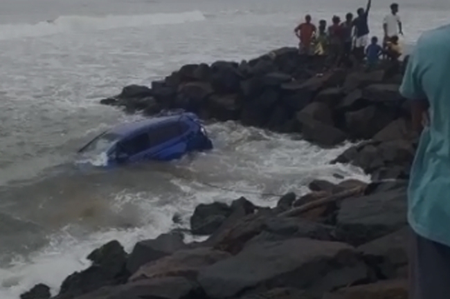 One person injured as car plunges into the sea