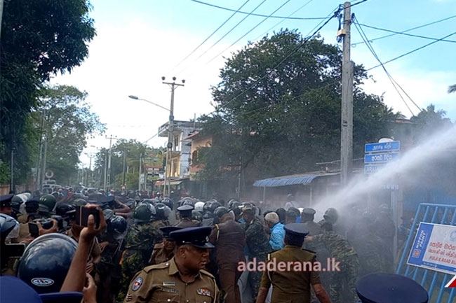 Police use water cannons to disperse protest during President’s visit in Jaffna