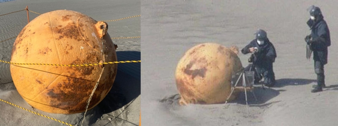 Mysterious, large metal ball discovered on Japan Beach